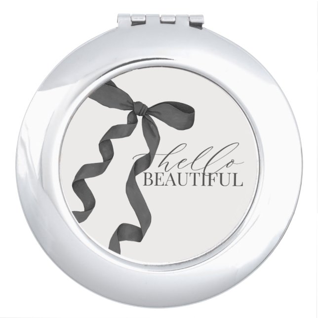 Black Coquette Bow Girl Baby Shower Favors Compact Mirror (Front)