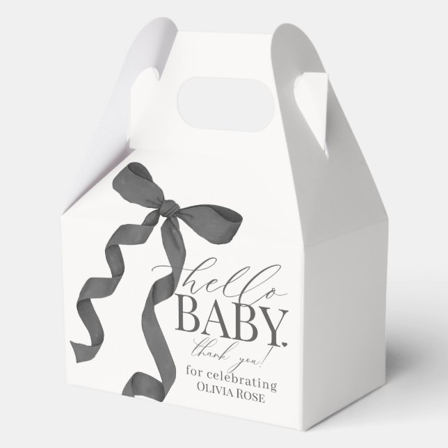 Black Coquette Bow Girl Baby Shower Gift Favor Boxes (Front)