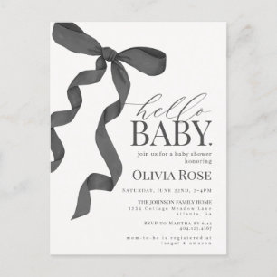 Black Coquette Bow Girl Baby Shower Invite