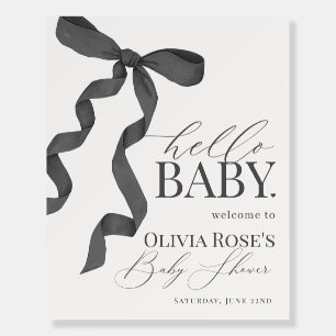 Black Coquette Bow Girl Baby Shower Welcome Sign