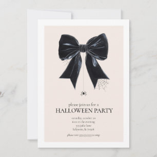Black Coquette Bow Halloween Party Invitation