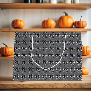 Black Coquette Bows on Grey Halloween Gift Bag