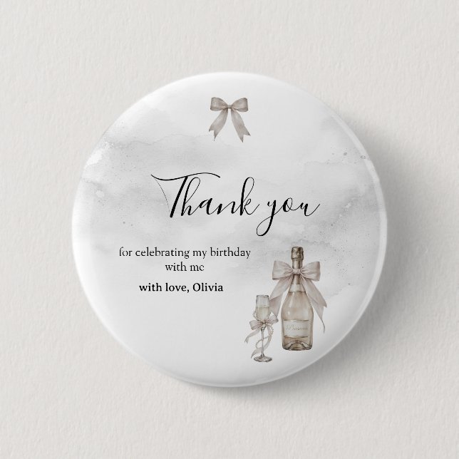 Black Coquette Minimalist Elegant 50th Birthday Button (Front)