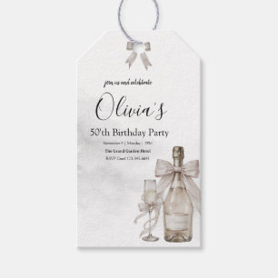 Black Coquette Minimalist Elegant 50th Birthday Gift Tags