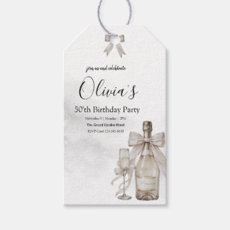 Black Coquette Minimalist Elegant 50th Birthday Gift Tags