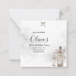 Black Coquette Minimalist Elegant 50th Birthday Note Card
