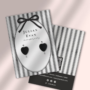 Black Coquette Preppy Stripe Jewelry Display Business Card