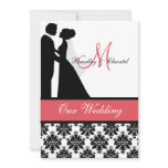 Black, Coral, and White Couple Wedding Invitation