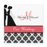 Black, Coral, and White Couple Wedding Invitation