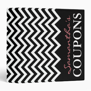 Black coral chevron coupon organizer holder book 3 ring binder
