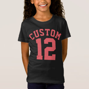 Black & Coral Kids Sports Jersey Design T-Shirt