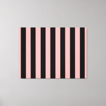 Black & Coral Pink Striped Canvas Wall Art