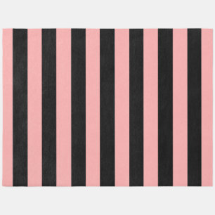 Black & Coral Pink Striped Outdoor Rug