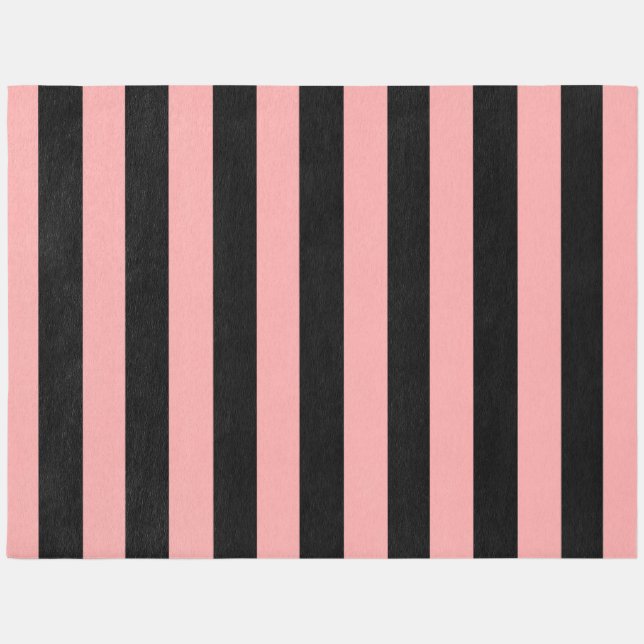 Black & Coral Pink Striped Outdoor Rug (Front)