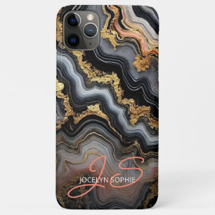 Black Coral Pink White Gold Marble Art Pattern iPhone 11 Pro Max Case
