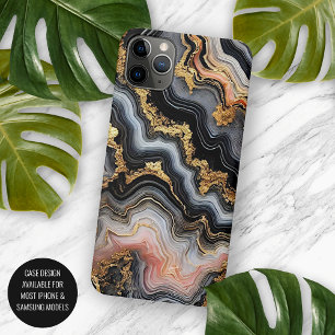 Black Coral Pink White Gold Marble Art Pattern iPhone 11 Pro Max Case