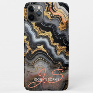 Black Coral Pink White Gold Marble Art Pattern iPhone 11Pro Max Case