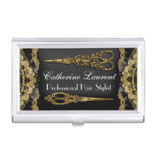 Black Core Hazelhurst Double Scissor Business Card Holder