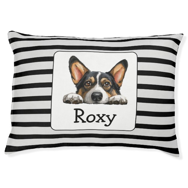 Black Corgi Puppy Customize Dog Bed (Front)