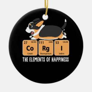 Black Corgi The Elements Of Happiness Pediotric Ta Ceramic Ornament