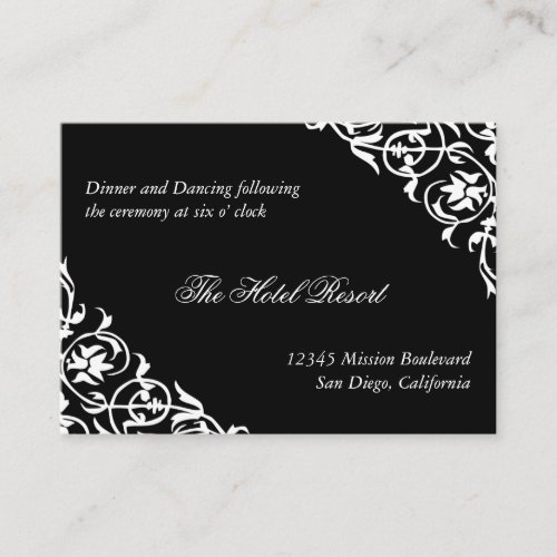 Black corner scroll wedding reception enclosure business cards