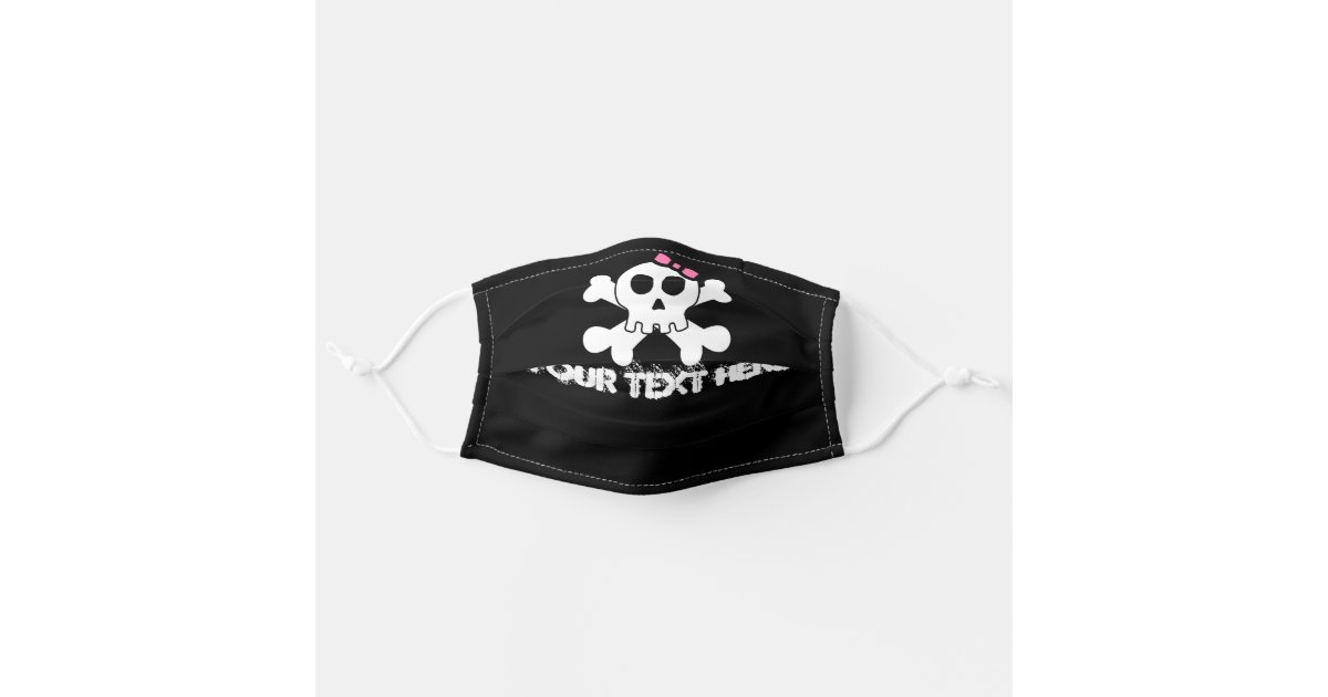 Black Corona Face Mask With Cute Skull And Text