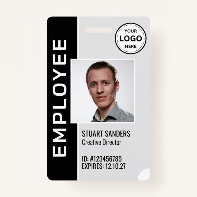 Black Corporate Logo Employee Photo Badge (Front)