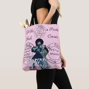 BLACK CORSAIR Pirate Treasure Maps, Pink Lilac Tote Bag