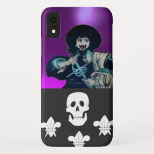BLACK CORSAIR SKULL & FLEUR DE LIS Bright Purple iPhone XR Case