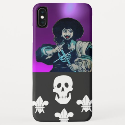 BLACK CORSAIR SKULL  FLEUR DE LIS Purple iPhone XS Max Case