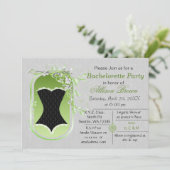 black corset elegant bachelorette party invite (Standing Front)