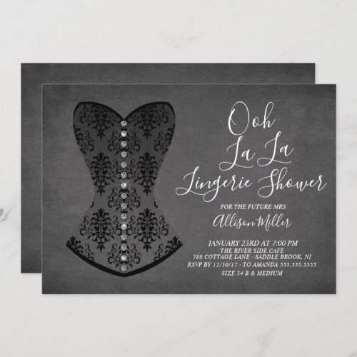 Black Corset Lingerie Bridal Shower Invitation
