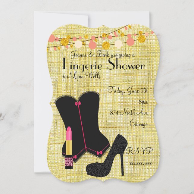 Black Corset Lingerie Party With Gold Invitation (Front)