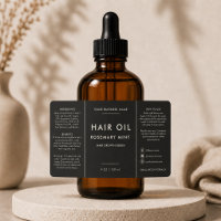 Black Cosmetic Oil Dropper Bottle Label
