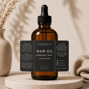 Black Cosmetic Oil Dropper Bottle Label