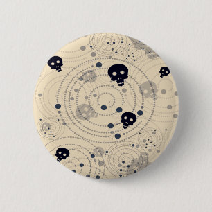 Black cosmic sugar skulls pattern button