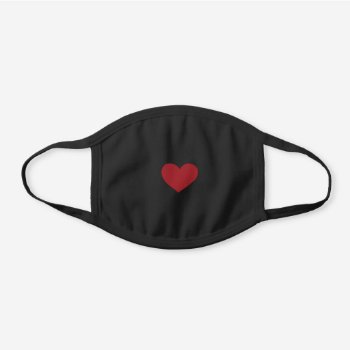 Black Cotton Fabric Face Mask Mouth Mask Red Heart by MISOOK at Zazzle
