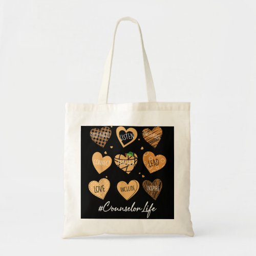 Black Counselor Life Valentine Teach Love Inspire  Tote Bag