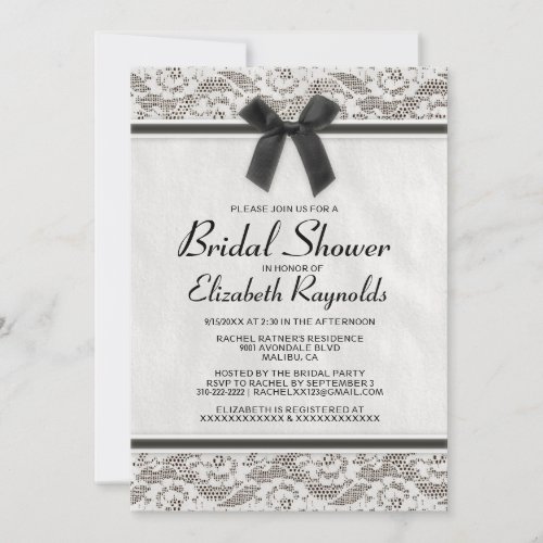 Black Country Lace Bridal Shower Invitations