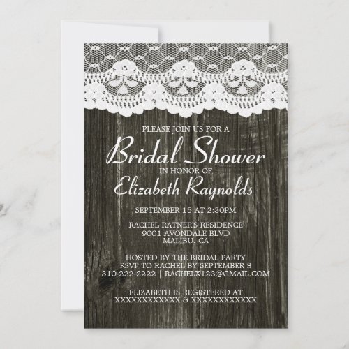 Black Country Lace Bridal Shower Invitations