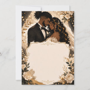 Black Couple Anime Wedding Invitation