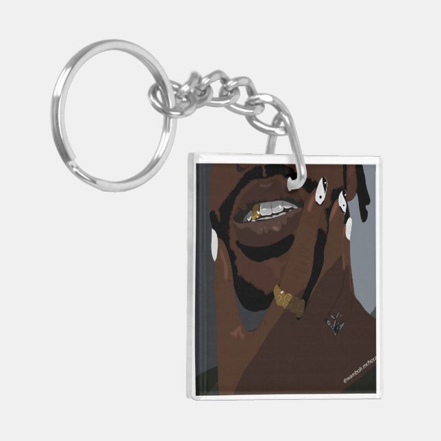 Black couple artwork art (Black love) Keychain (Front Left)