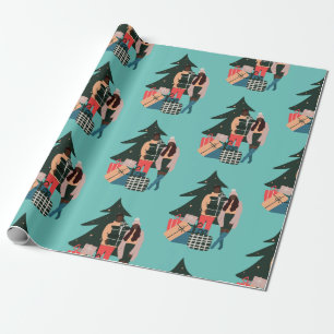 Black Couple First Christmas Wrapping Paper