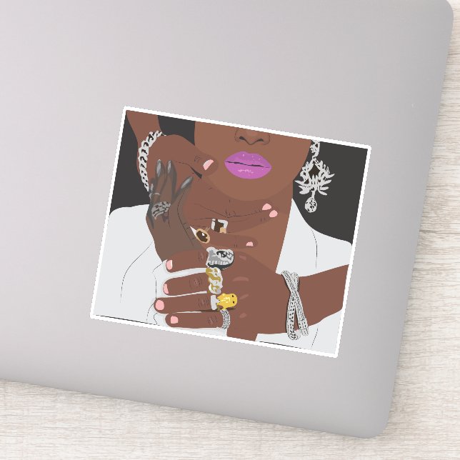 Black couple wearing gold and silver Black love Sticker (Detail)