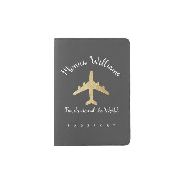 black cover with gold airplane (Front)