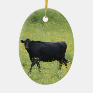Black cow ceramic ornament