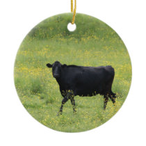 Black cow ceramic ornament
