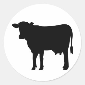 Black cow classic round sticker