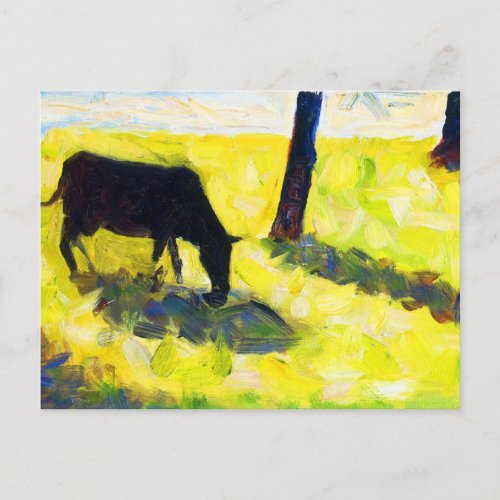 Black Cow in a Meadow by Georges Seurat Postcard