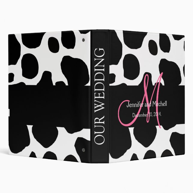 Black Cow Pattern Wedding Planner Binder (Background)